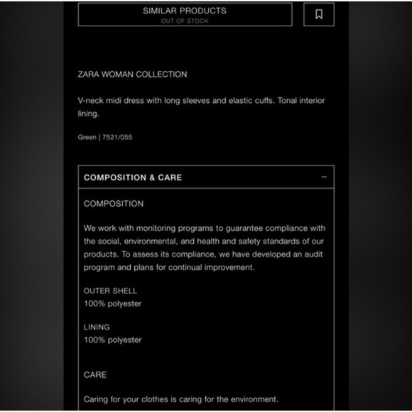 NWT Zara Printed Midi‎ Dress Green Large - Picture 12 of 12